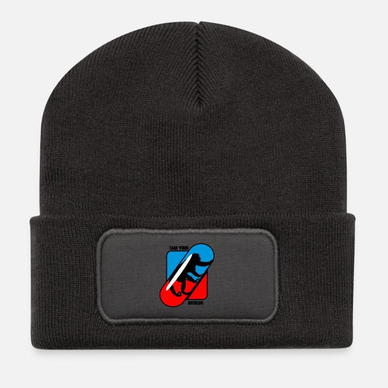 Prenez votre médicament - Monkeys - Beanie recyclé à patch - charbon