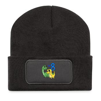 8. Geburtstag Junge - 8 Jahre Dino Geschenk - Recycelte Patch Beanie - Dunkelgrau - Vorne