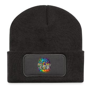 Hippie Gnomes Peace Tie Dye - Recycled Patch Beanie - dark grey - Front