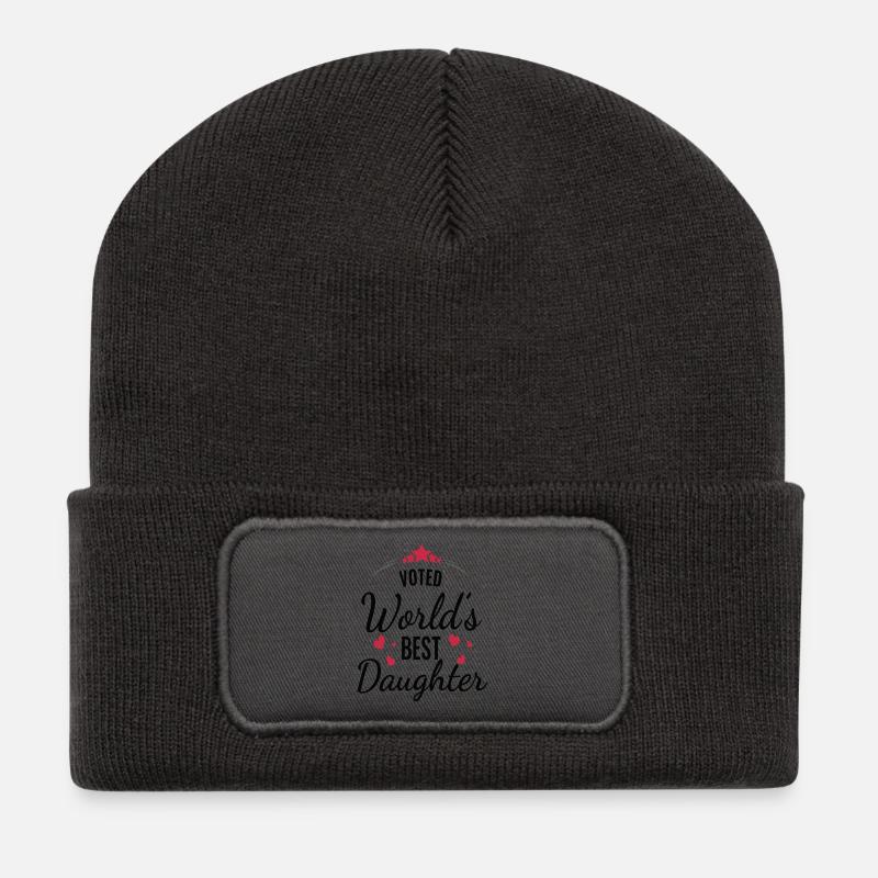 Zur besten Tochter der Welt gewählt - Recycelte Patch Beanie - Dunkelgrau
