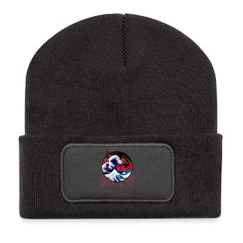 die große Welle vor kanagawa retro wave - Recycelte Patch Beanie - Dunkelgrau - Vorne
