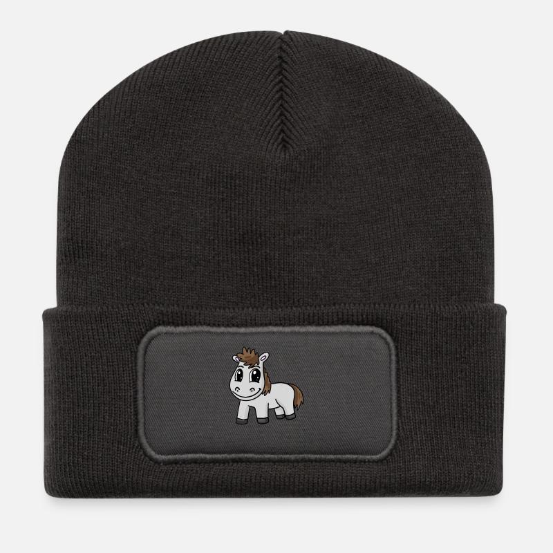 Pferd - Recycelte Patch Beanie - Dunkelgrau
