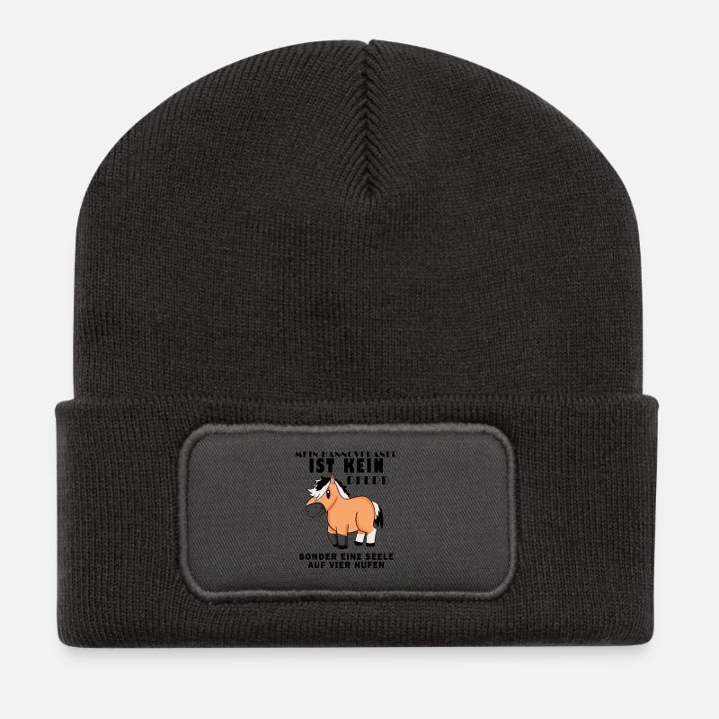 Pferderasse Hannoveraner Pferd Hauspferd - Recycelte Patch Beanie - Dunkelgrau