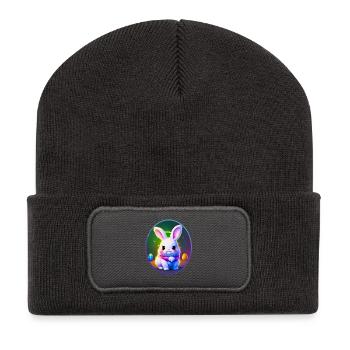 Œuf de Pâques avec motif de lapin de Pâques - Beanie recyclé à patch - charbon - Devant