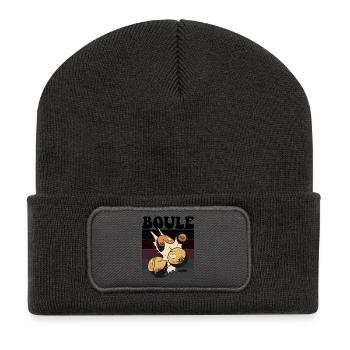 Boulespieler Boulekugel für Bouler Petanque Boule - Recycelte Patch Beanie - Dunkelgrau - Vorne