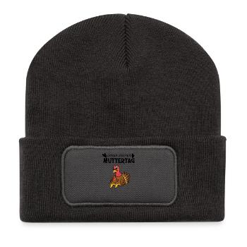 Muttertag - erster Muttertag Geschenk - Recycelte Patch Beanie - Dunkelgrau - Vorne