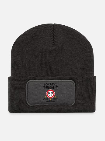 59. Geburtstag Schonend Behandeln Oldtimer Ist 59 - Recycelte Patch Beanie - Dunkelgrau