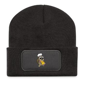 Pizza au castor gourmet - Beanie recyclé à patch - charbon - Devant