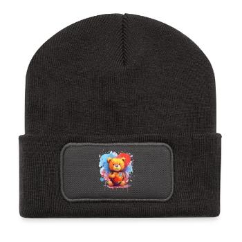 L’amour est une nécessité pour l’ours - Beanie recyclé à patch - charbon - Devant