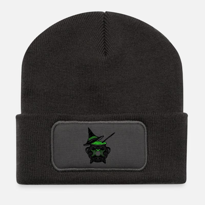 Chaudron de sorcière Chapeau de sorcière Sorcières Walpurgis Nuit - Beanie recyclé à patch - charbon