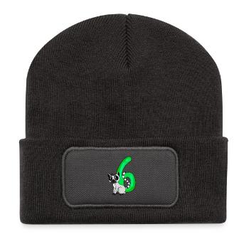 6 Anniversaire 6 ans avec motif animal - six - Beanie recyclé à patch - charbon - Devant