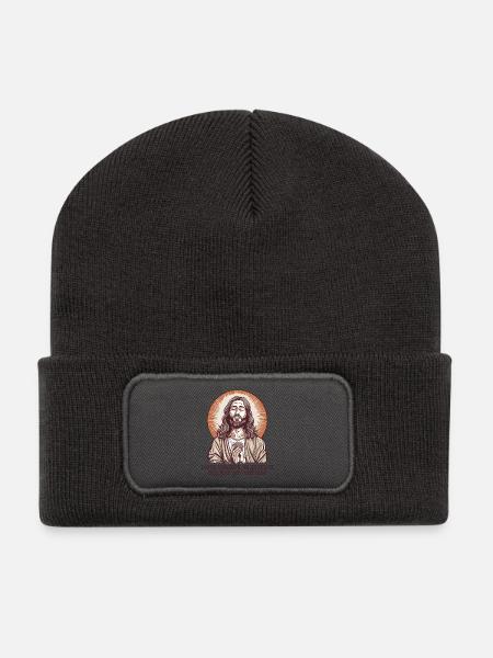 Messias Jesus Guru Typ: Fiktion Spruch - Recycelte Patch Beanie - Dunkelgrau