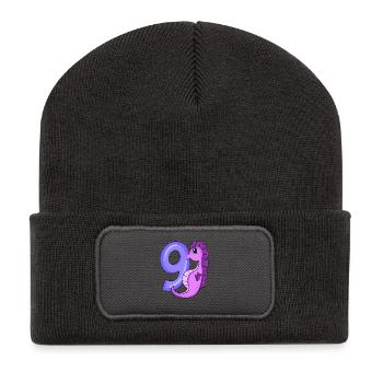 9th Birthday Motif Seahorse - Nine Years Old - Recycled Patch Beanie - dark grey - Front
