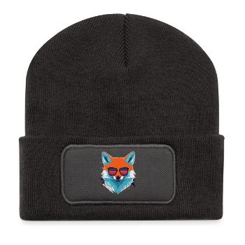 Schlau und stylisch: Retro Aggressive Fox T-Shirt - Recycelte Patch Beanie - Dunkelgrau - Vorne