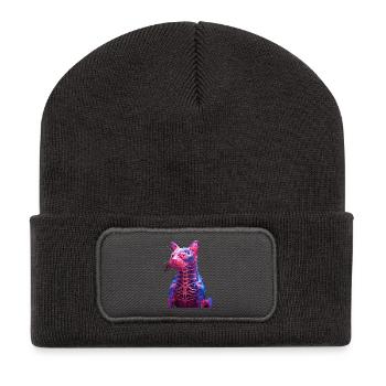 Luminous Anatomy Cat Sculpture - Recycled Patch Beanie - dark grey - Front