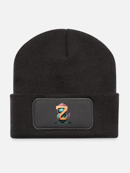 Exotisches Huhn mit Buchstabe Z - Recycelte Patch Beanie - Dunkelgrau