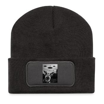 German Shepherd Aliens Invasion Uap Weirdcore - Recycled Patch Beanie - dark grey - Front