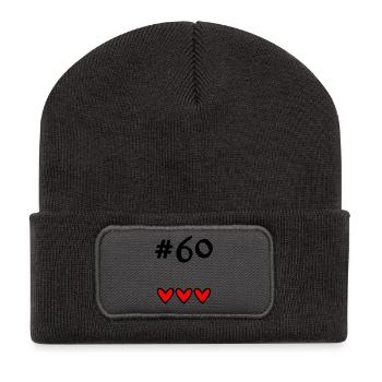 60. 60 ANS. 60e ANNIVERSAIRE. ANNIVERSAIRE 60 ANS. - Beanie recyclé à patch - charbon - Devant