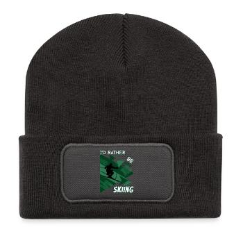I'd Rather Ski - Ski Wintersportler Skifahrer - Recycelte Patch Beanie - Dunkelgrau - Vorne