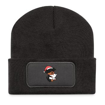 Rottweiler Hund Tier Weihnachten - Recycelte Patch Beanie - Dunkelgrau - Vorne