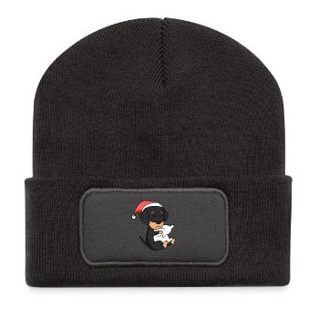 Teckel Chien Animal Noël - Beanie recyclé à patch - charbon - Devant