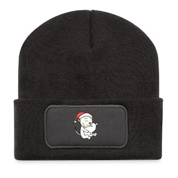 Chat Mignon Colorpoint Shorthair Fatigué Noël - Beanie recyclé à patch - charbon - Devant