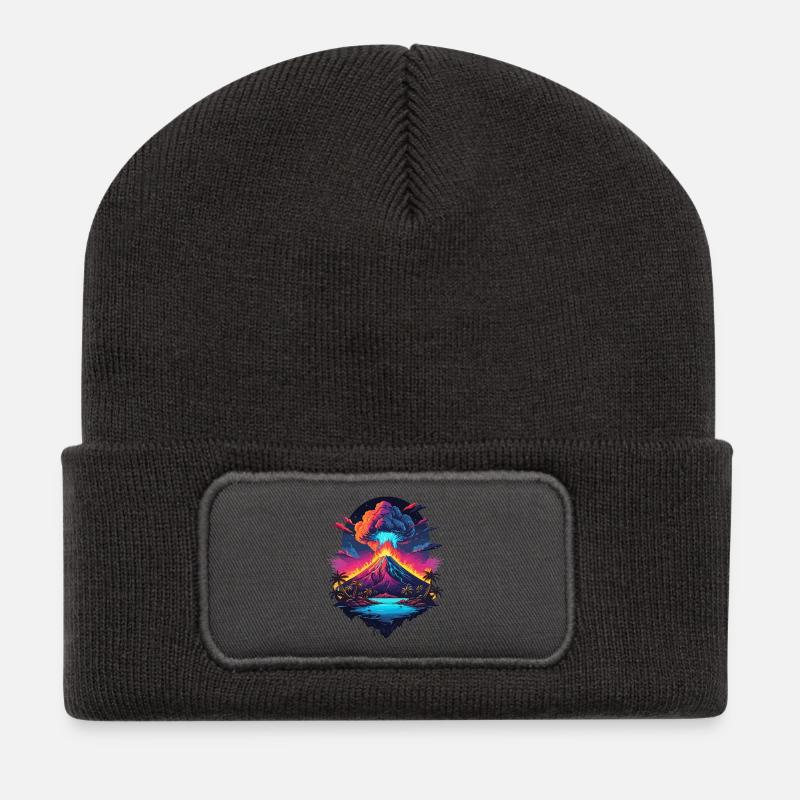 Éruption volcanique - Beanie recyclé à patch - charbon