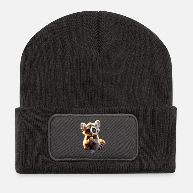Katta Lemuren Liebhaber Lemur Kattas Maki Katta - Recycelte Patch Beanie - Dunkelgrau