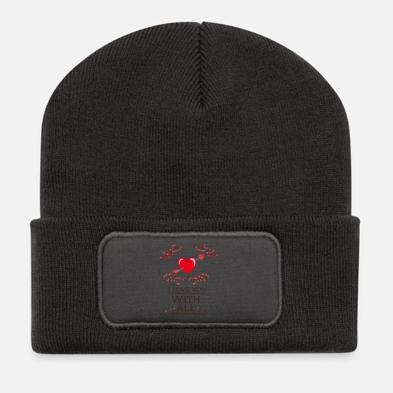 Valentine, i love you with all - Recycelte Patch Beanie - Dunkelgrau