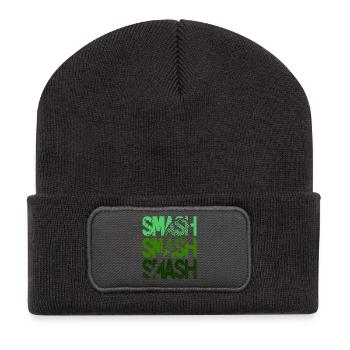 Tennis Smash Schmetterball Racket Design Hoodie - Recycelte Patch Beanie - Dunkelgrau - Vorne