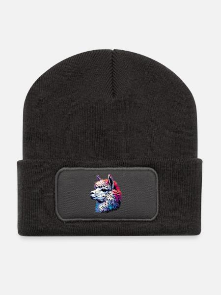Alpaka - Recycelte Patch Beanie - Dunkelgrau