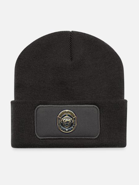 GPS-Tracking Warnaufkleber - Recycelte Patch Beanie - Dunkelgrau