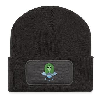 Alien in his little spaceship - Recycled Patch Beanie - dark grey - Front