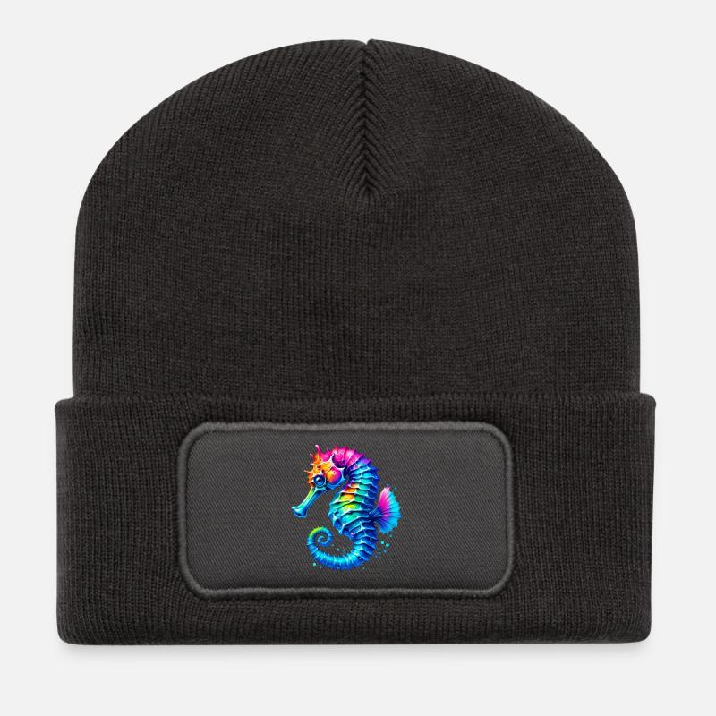 Seepferdchen - Recycelte Patch Beanie - Dunkelgrau