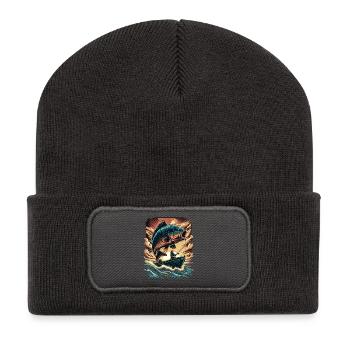 Vintage Sunset Carp Angler Adventure - Recycled Patch Beanie - dark grey - Front