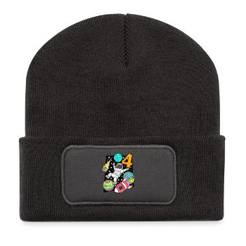 4 Geburtstag Junge Astronaut Rakete Space - Recycelte Patch Beanie - Dunkelgrau - Vorne