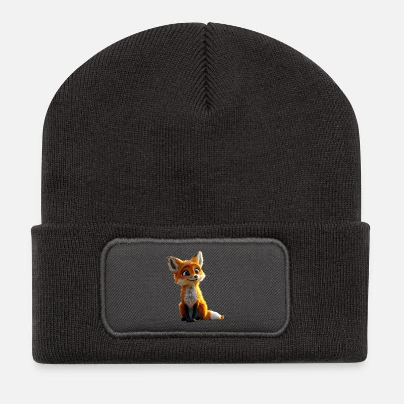 Fuchs Ich Liebe Füchse Rotfuchs Wilder Süßer Fuchs - Recycelte Patch Beanie - Dunkelgrau