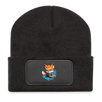 Gamer Cleverer Gaming Fuchs - Recycelte Patch Beanie - Dunkelgrau - Vorne