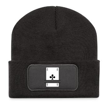 Carte à jouer As de trèfle avec espace bannière - Beanie recyclé à patch - charbon - Devant