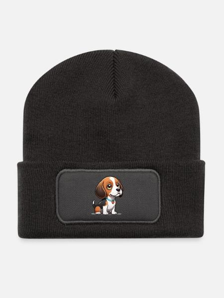 Beagle Heart Pup - Recycelte Patch Beanie - Dunkelgrau