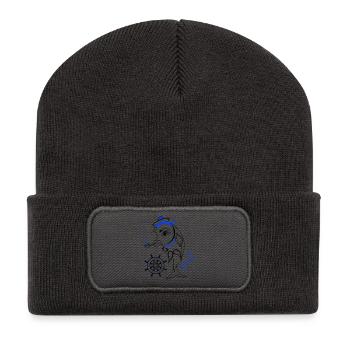 Marin, Poisson, Ahoy - Beanie recyclé à patch - charbon - Devant