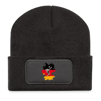 Dynamic Football Action on German Flag - Recycled Patch Beanie - dark grey - Front