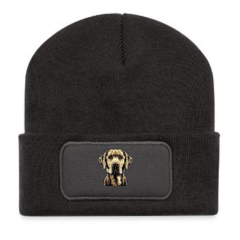Labrador Retriever Chien Amour Jeunes Labradors Mignons - Beanie recyclé à patch - charbon - Devant