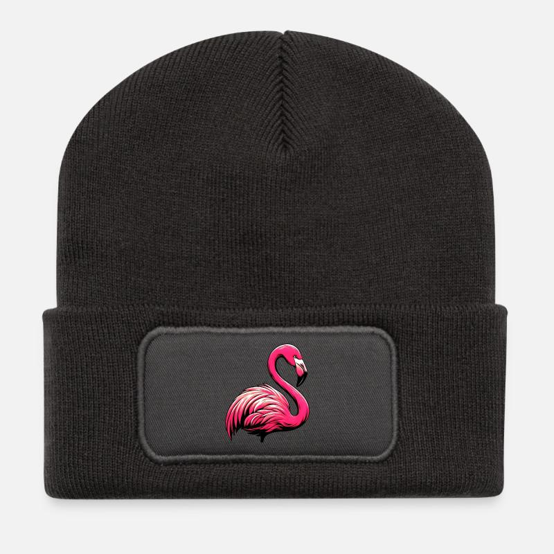 Flamingo - Recycelte Patch Beanie - Dunkelgrau