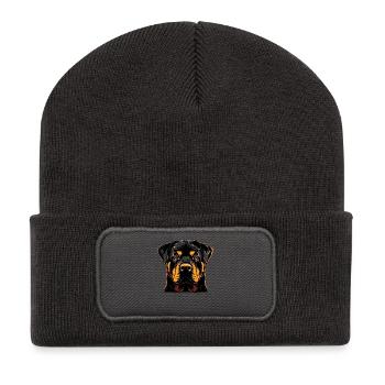 Les chiens Rottweiler aiment les fiers amateurs de rottweiler - Beanie recyclé à patch - charbon - Devant