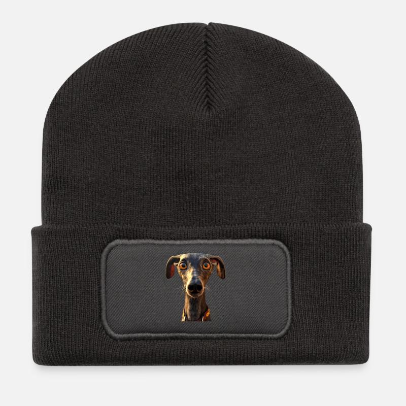 Windhund Hundeliebhaber Jagdhund Liebe Greyhound - Recycelte Patch Beanie - Dunkelgrau