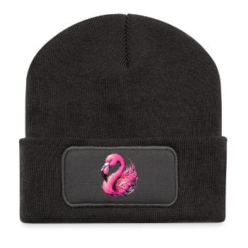 Flamingo - Recycelte Patch Beanie - Dunkelgrau - Vorne