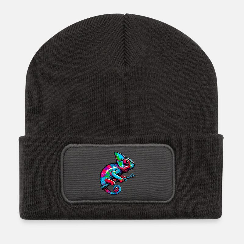 Chamäleon - Recycelte Patch Beanie - Dunkelgrau
