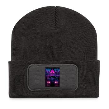 Années 80 Années 90 Synthwave Voiture Ville Rétro Vaporwave - Beanie recyclé à patch - charbon - Devant