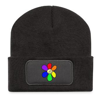 Rainbow flower - Recycled Patch Beanie - dark grey - Front
